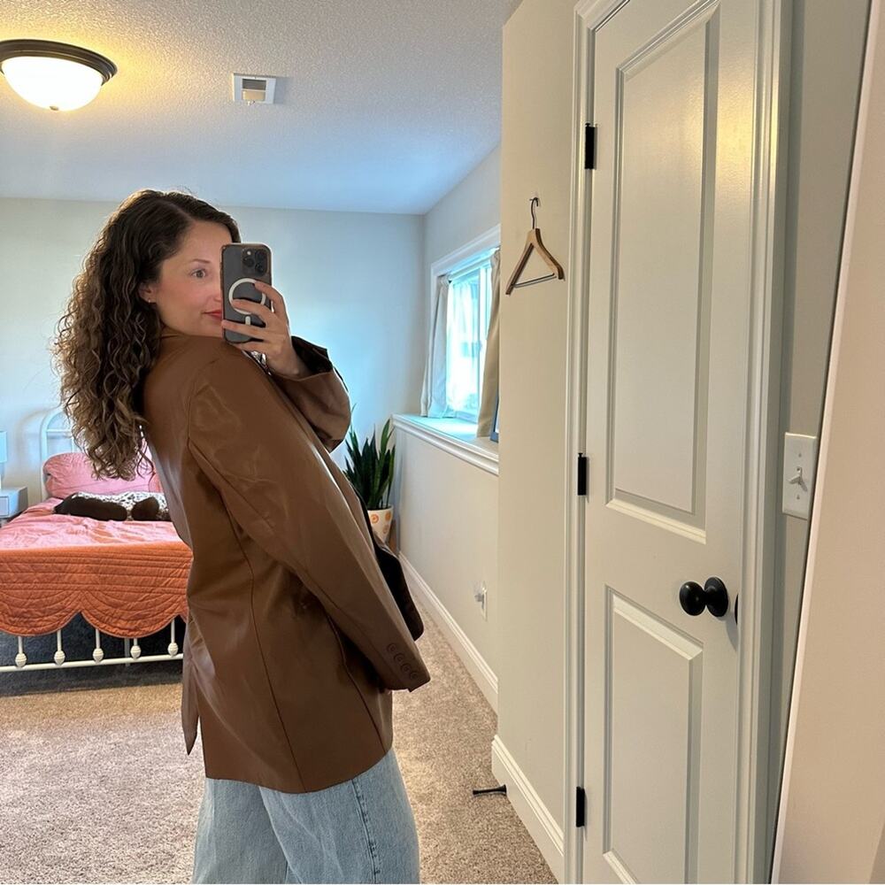 Rebecca Minkoff Brown Faux Leather Jacket XL - Picture 4 of 16